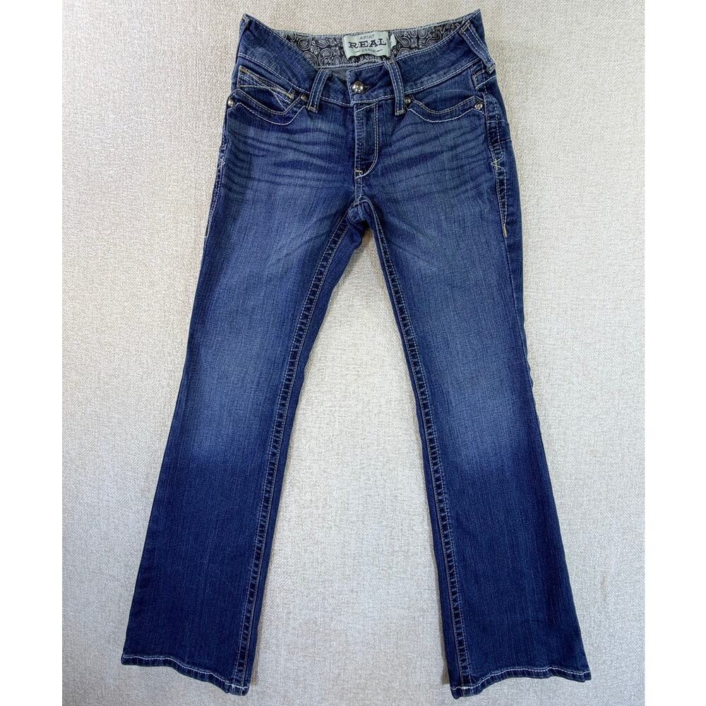 Ariat REAL Women's 27S Blue Mid Rise Boot Cut Western Denim Jeans Pants Stretch